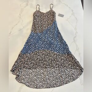 Melloday Nordstrom Black navy ditsy floral bias slip dress